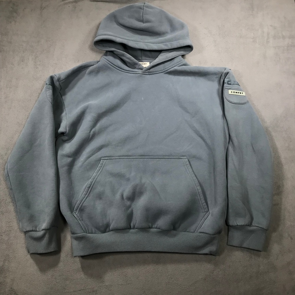 Comfrt Hoodie Women Size M Blue Good Utility Sleeve Pocket Fleece Sweatshirt